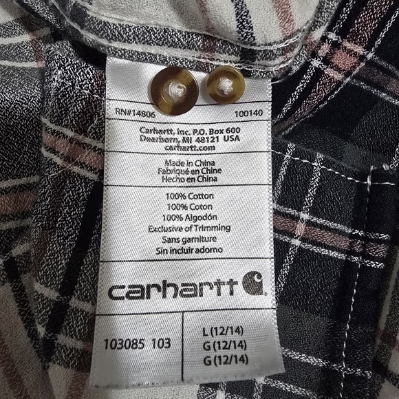 Carhartt Black, White, and Pink Plaid Shirt - Picture 11 of 12